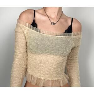 Zara Beige Mesh Top